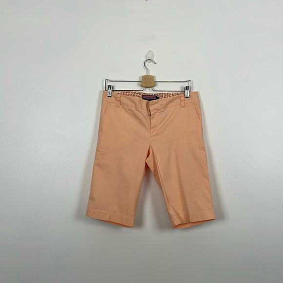 Vineyard Vine Womens 10 Orange Bermuda Shorts 4 Pockets Casual Relaxed Pant - Picture 1 of 9